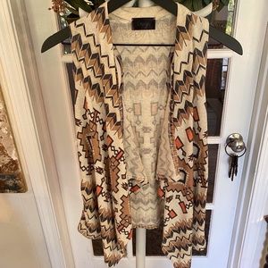 Truly U Aztec Bohemian Open Front Vest L